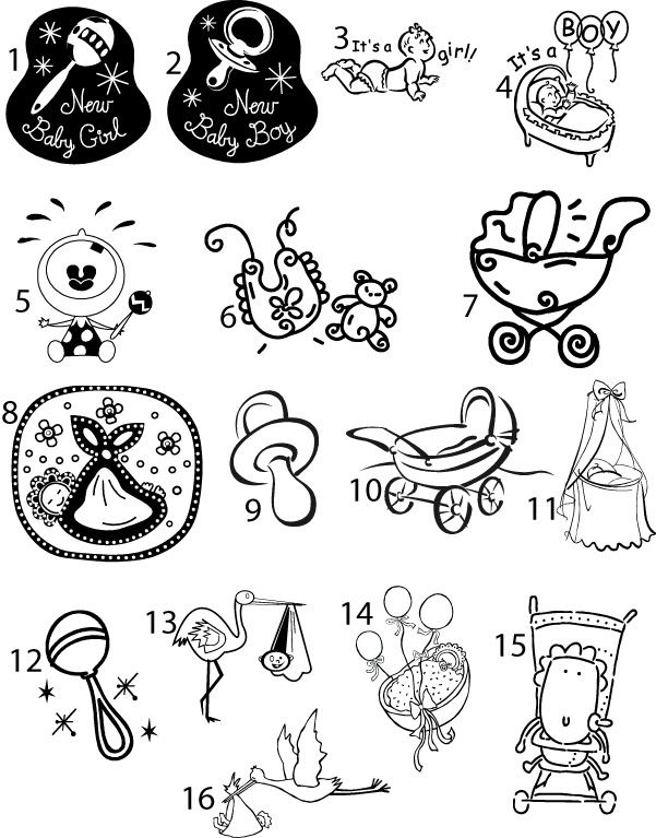 baby shower clip art black and white - photo #22
