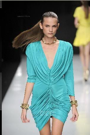 MJ blue ruching cotton jersey dress for $120 -shopyop
