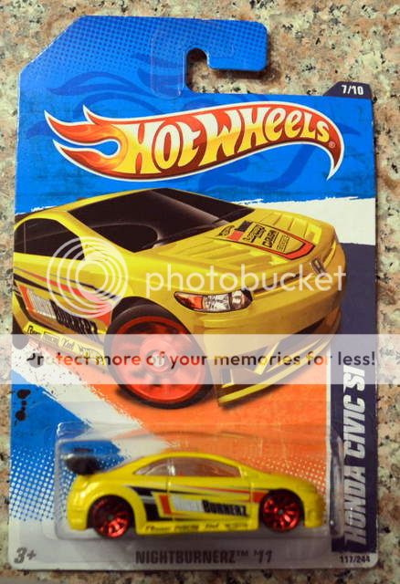 2011 Hot Wheels Nightburnerz Yellow Honda Civic SI #117/244  