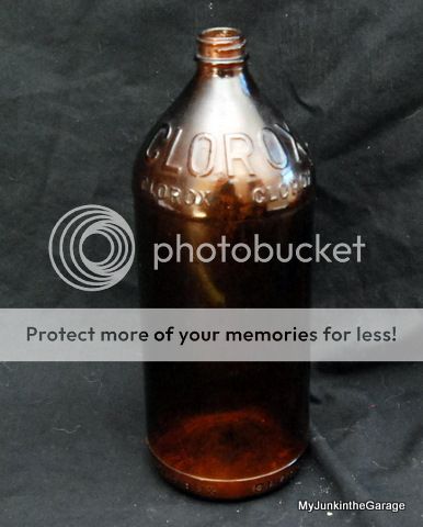 Vintage Glass Amber Brown Clorox Bottle  