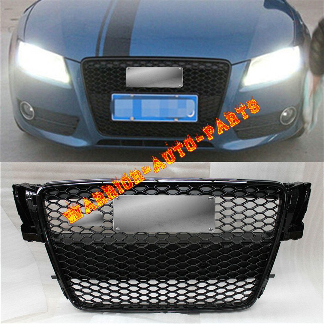 Front Grille For Audi A5 8T Sportback//Coupe//Cabrio RS5 Look Badgeless Piano Blac