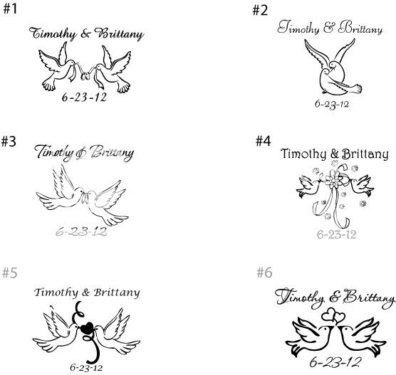 100 Personalized Doves Theme Wedding Favor Shot Glasses Custom Wedding